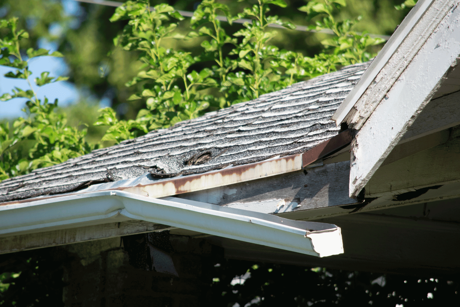 A cartoon showing visible signs of roof damage, indicating when you might need a new roof. 