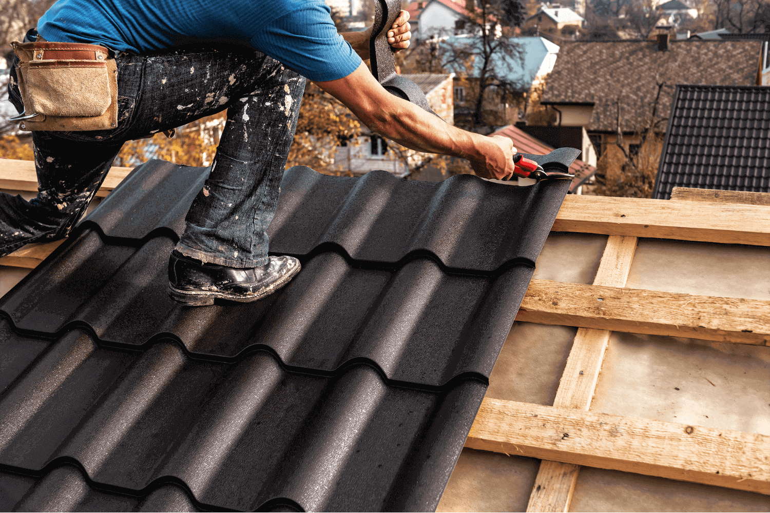 An image depicting the cutting and finishing process of ridge cap ends