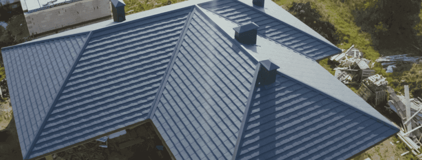 An image of the preparation process for roof panels before ridge cap installation