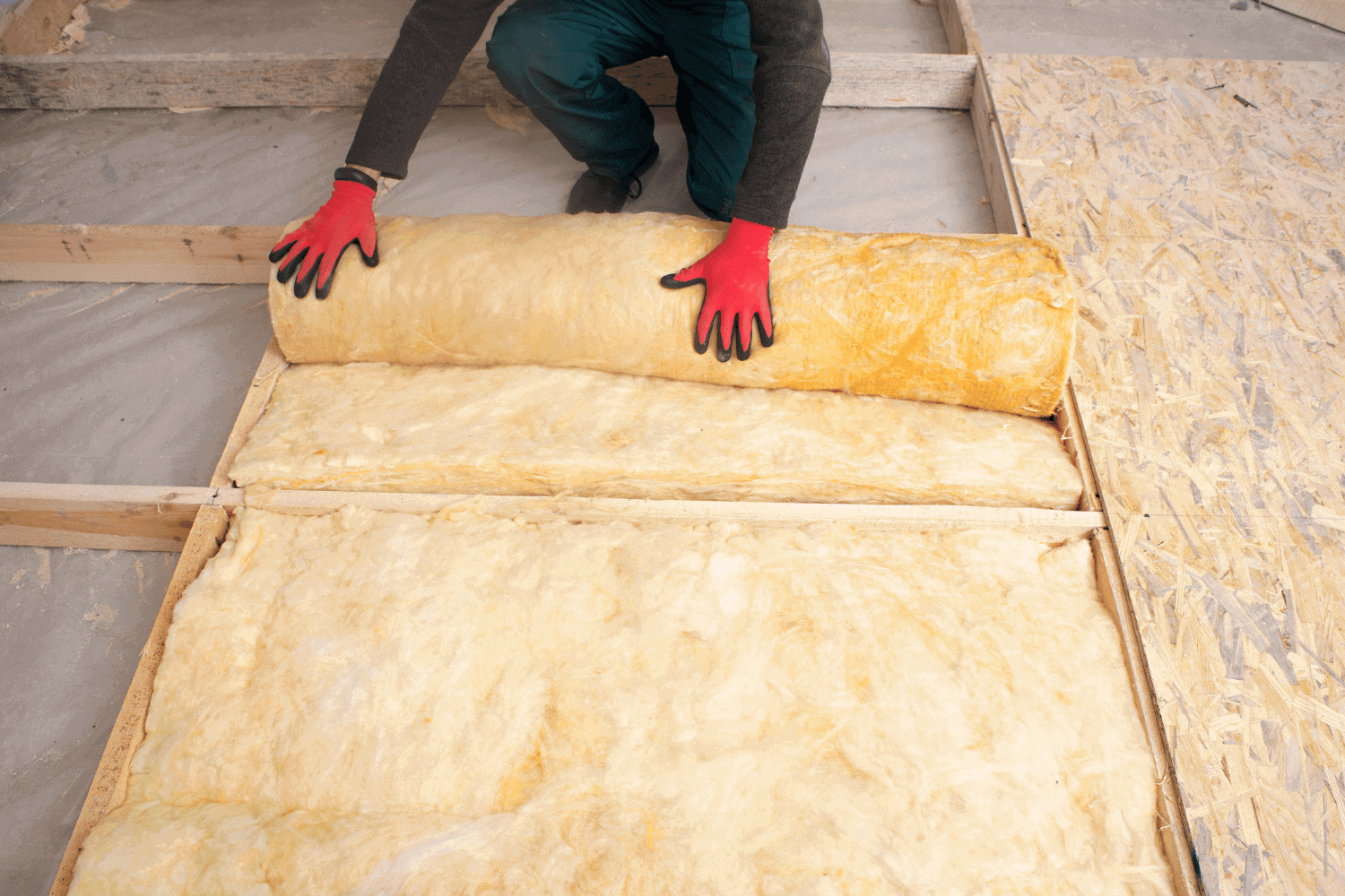 Types of insulation materials including fiberglass and foam insulation.
