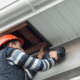 Vinyl soffit installation process.